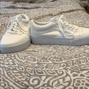 White Old School Platform Vans